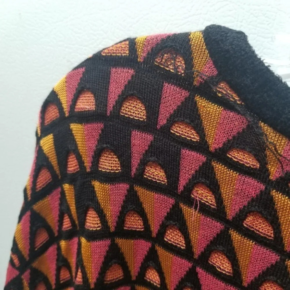 M Missoni Orange Pink Black Geometric Retro Crewneck Wool L - Picture 9 of 11